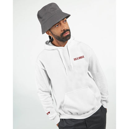 Felpa con cappuccio con data romana ricamata