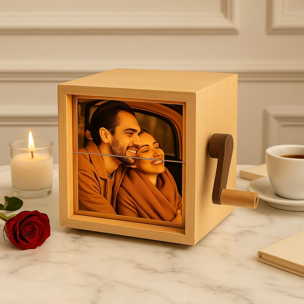 Scatola fotografica personalizzata girevole