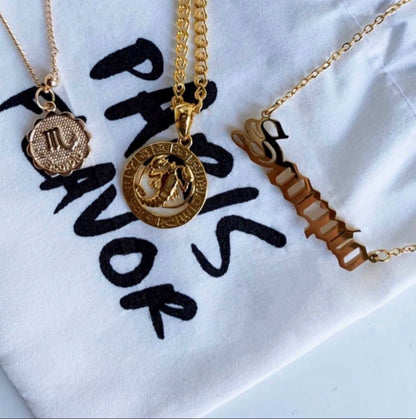 Collana con lo zodiaco inglese antico